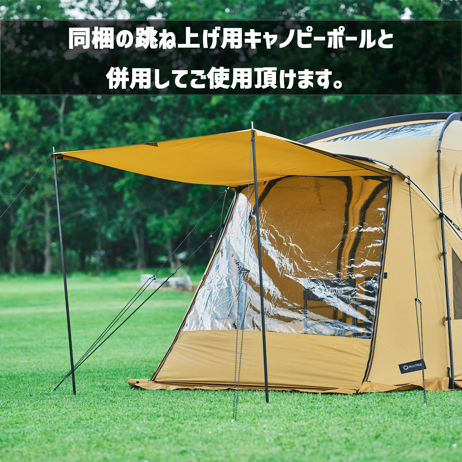 同梱のキャノピーポールと併用