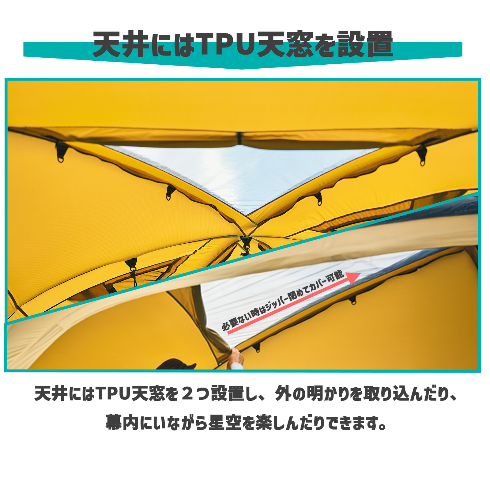 天井にはTPU天窓を設置