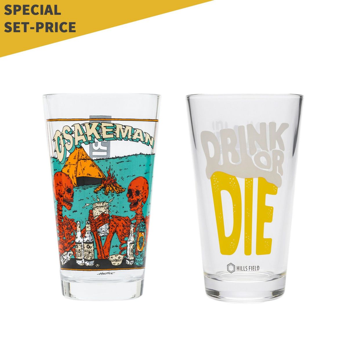 OSAKEMAN + DRINK OR DIE パイントグラス スペシャルセット | HILLS